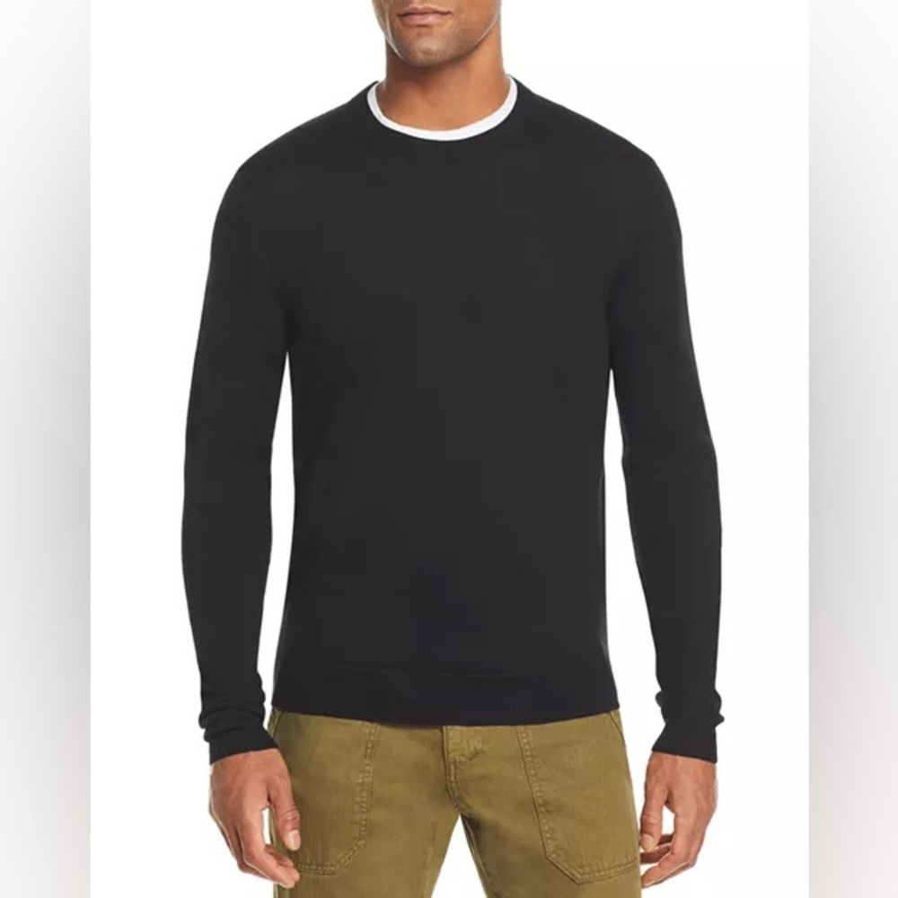 THE MEN’S STORE MERINO WOOL CREWNECK SWEATER - BLACK SIZE MEDIUM (PREOWNED)